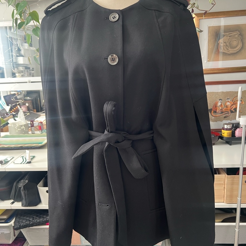H&M Black Cape Coat with Belt